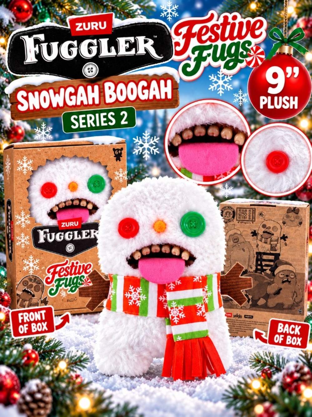 Fuggler Festive Fugs Snowgah Boogah Series 2 9” Plush NEW
